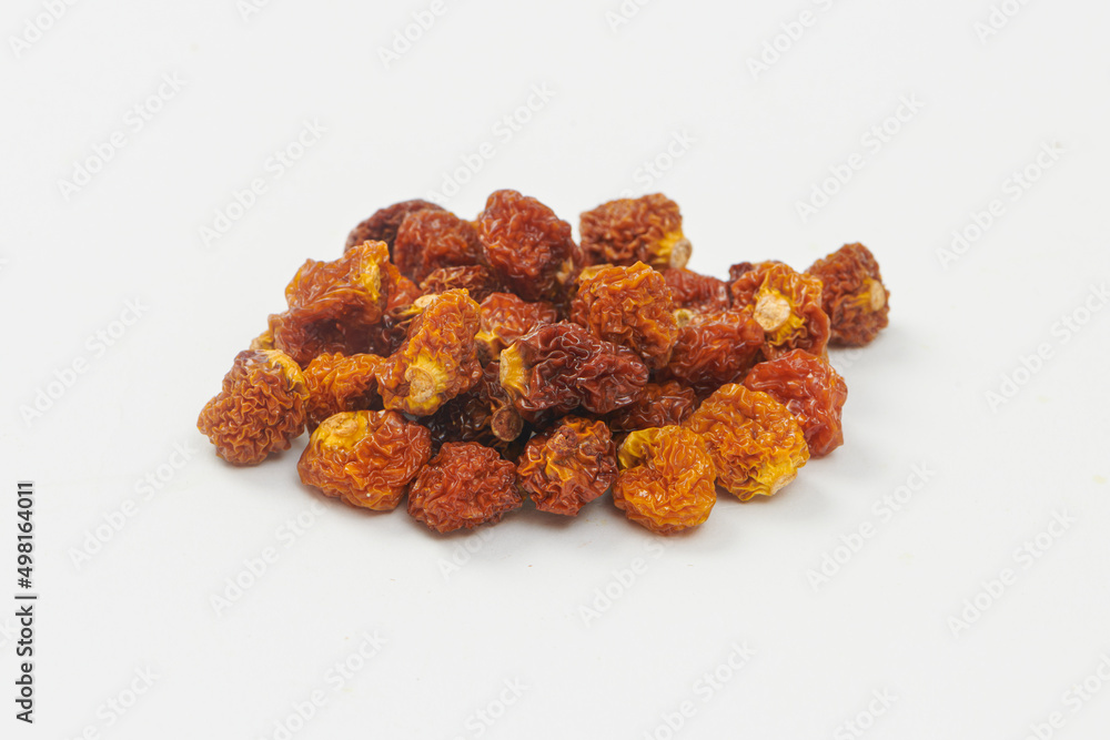 Dried Cape Golden Berries Isolated on a White Background. (Physalis peruviana) Dried Cape Golden Berries Isolated on a White Background. (Physalis peruviana)