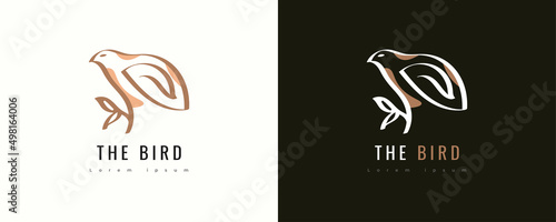 Bird Logo Design with Elegant and Minimalist Line Style. Bird Logo Illustration © WzKz