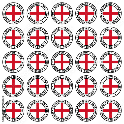 Round England City Flag Clipart Set 2