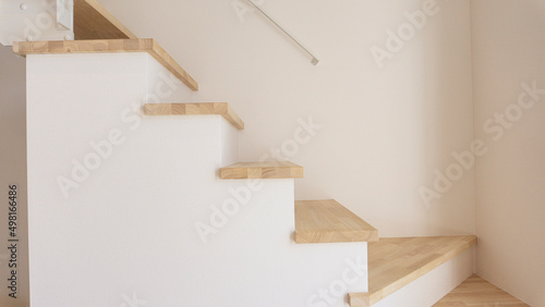 Wooden stairs and railings in a new house_02