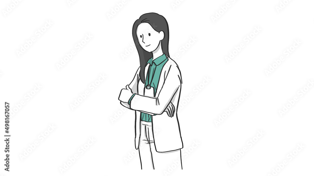 일러스트_여자, 의사