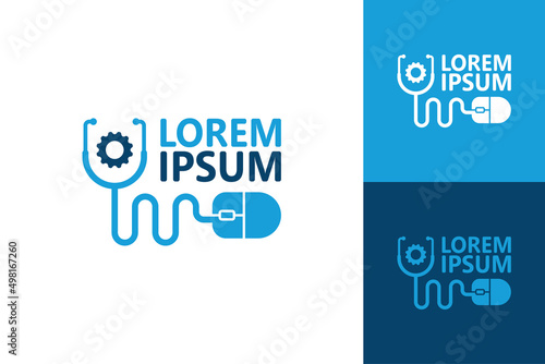 Doctor gadget computer repair logo template design vector