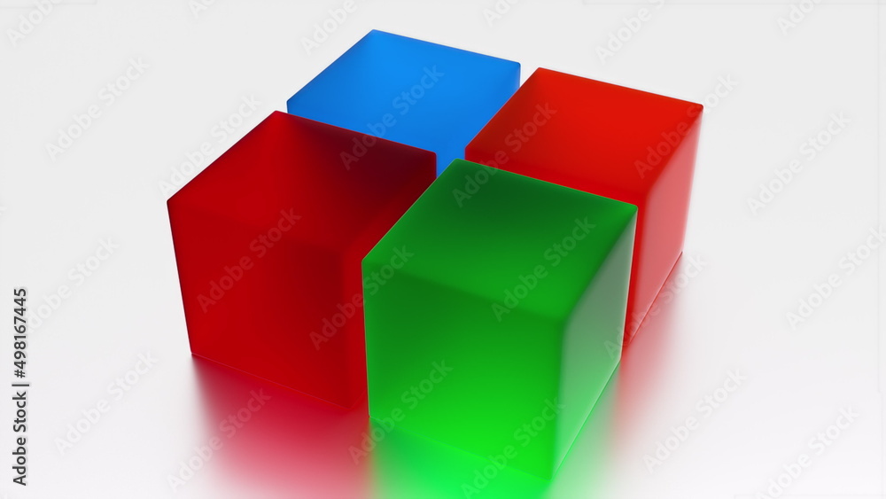 Glossy colorful cubes. Computer generated 3d render Glossy colorful cubes. Computer generated 3d render