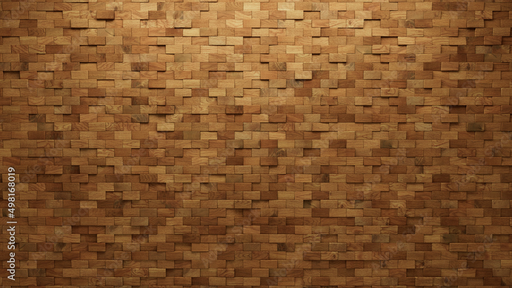 3D, Soft sheen Mosaic Tiles arranged in the shape of a wall. Wood, Rectangular, Blocks stacked to create a Timber block background. 3D Render 3D, Soft sheen Mosaic Tiles arranged in the shape of a wall. Wood, Rectangular, Blocks stacked to create a Timber block background. 3D Render