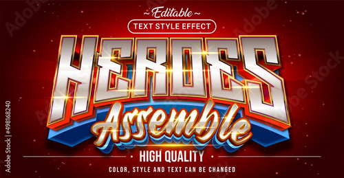 Editable text style effect - Heroes Assemble text style theme. photo