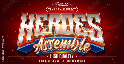 Editable text style effect - Heroes Assemble text style theme.