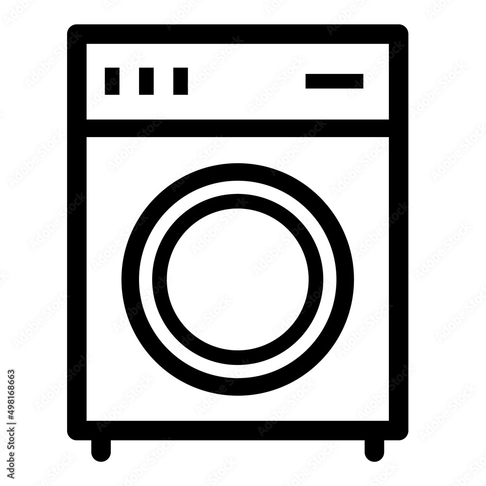 Washing Machine Flat Icon Isolated On White Background