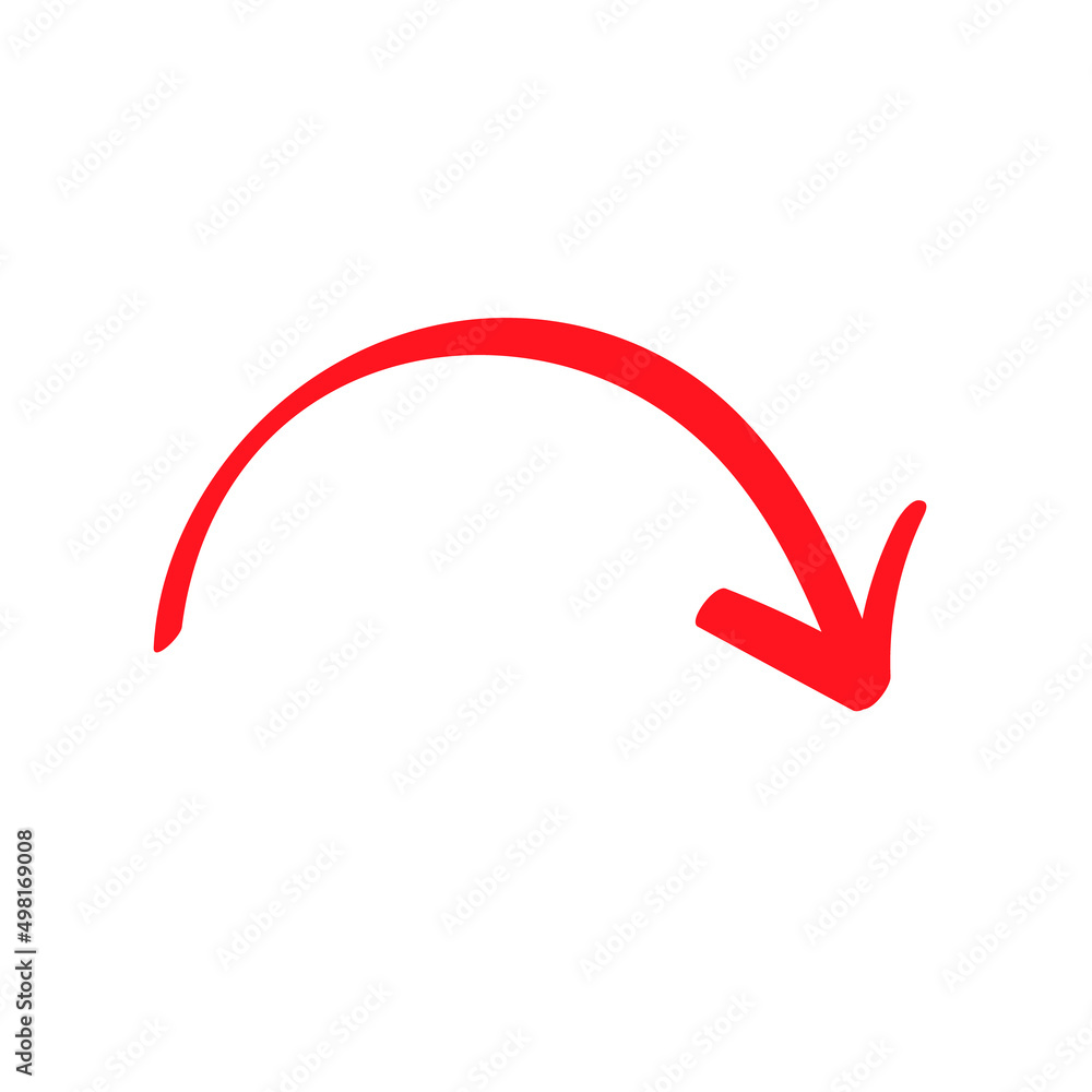 Red curved arrow sign, icon for business or web button decoration in isolated. Vector illustration Red curved arrow sign, icon for business or web button decoration in isolated. Vector illustration