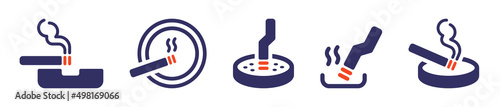 Cigarette with ashtray icon set. Vector illustration photo