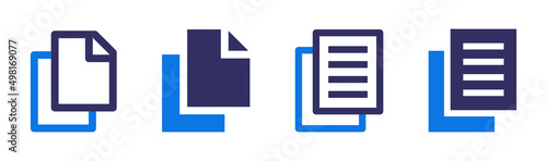 Document icon set. Paper page icon collection isolated on white background.