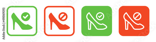 High heels icon. No heels sign icon vector illustration.
