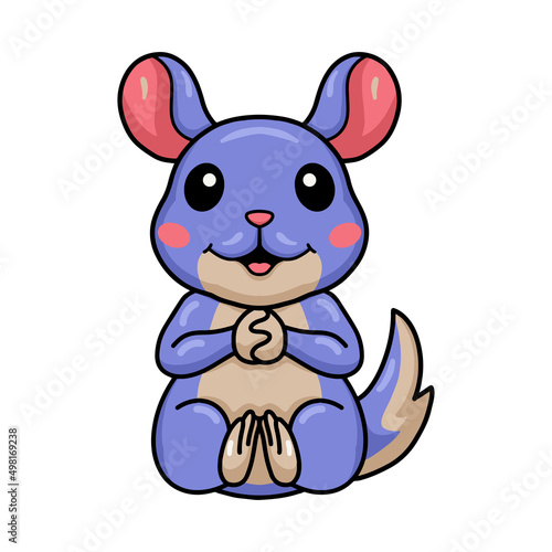 Cute little chinchilla cartoon sitting
