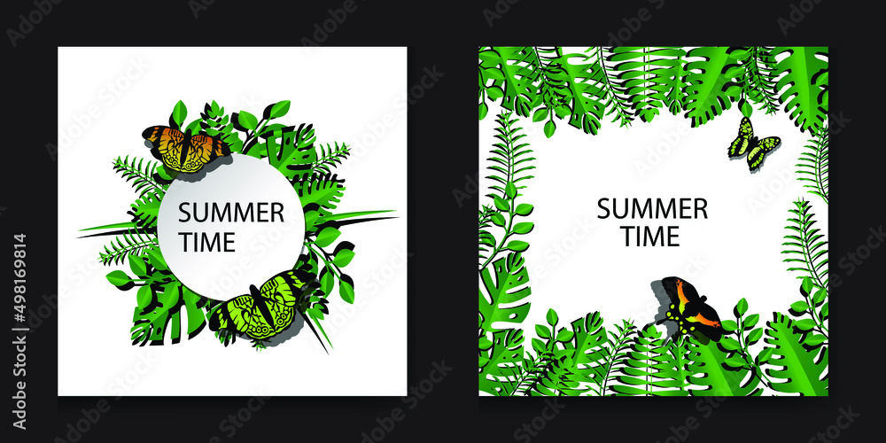summer background with leaf decoration vector design