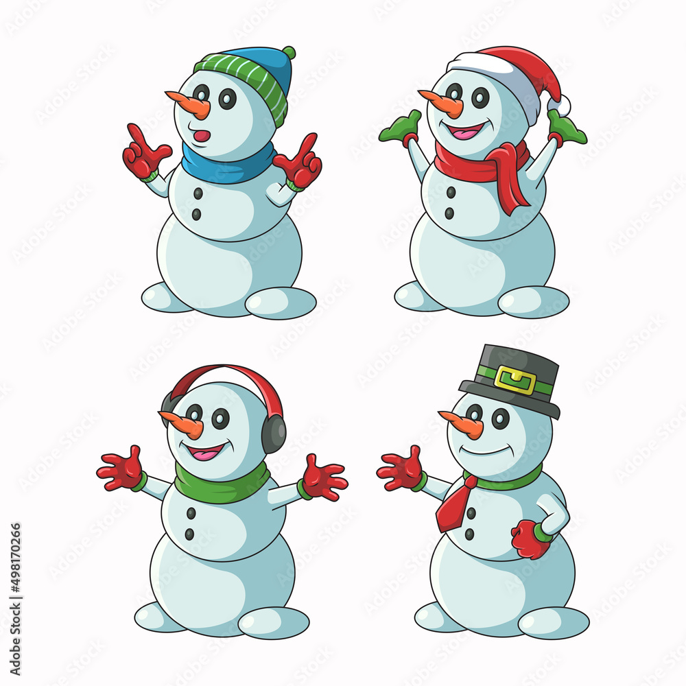 Snowman character set vector illustration