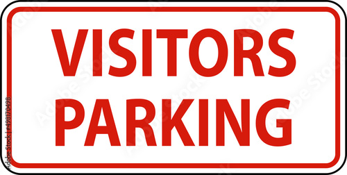 Canvas Print Visitors Parking Sign On White Background