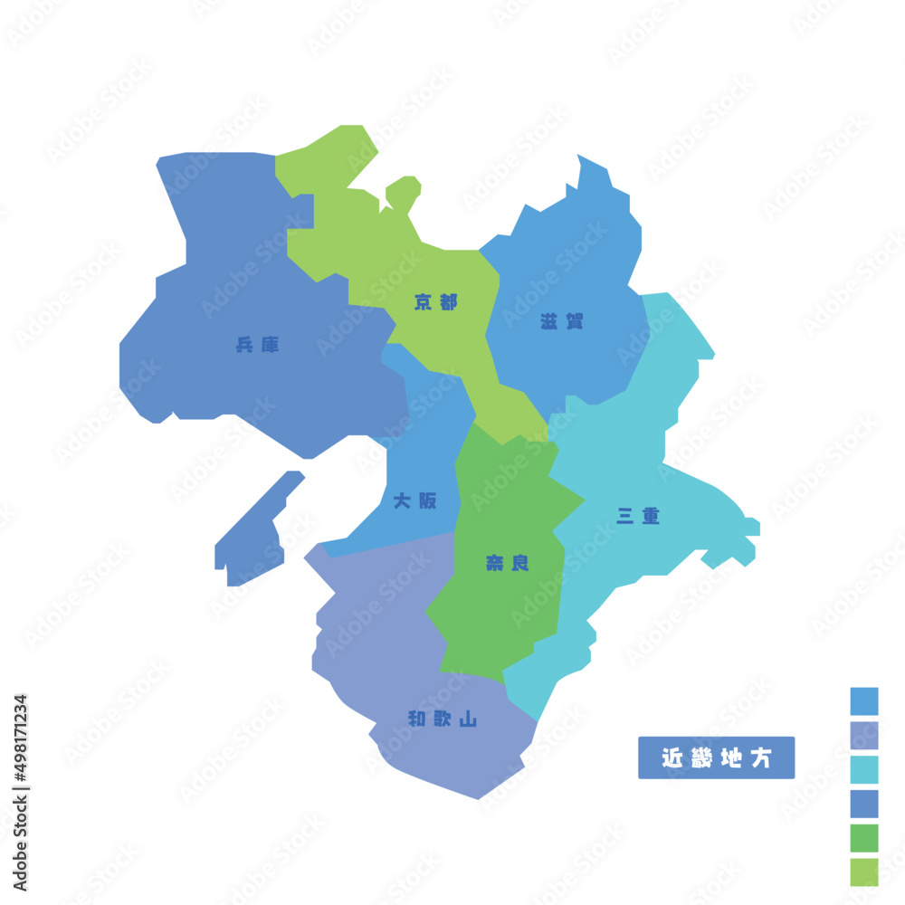 日本の地域図 日本地図 近畿地方 雨の日カラーで色分けしてみた Stock Vector Adobe Stock 日本の地域図 日本地図 近畿地方 雨の日カラーで色分けしてみた Stock Vector Adobe Stock