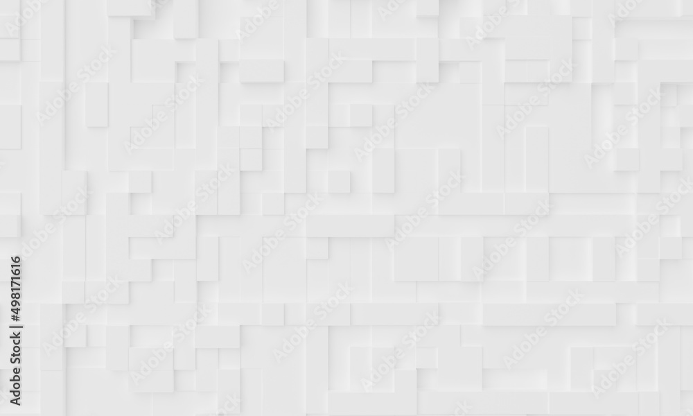 White mosaic abstract background. Wallpaper and backdrop art concept. 3D illustration rendering