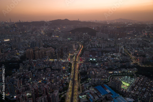 Modern city buildings with interchange overpass in shenzhen city,China