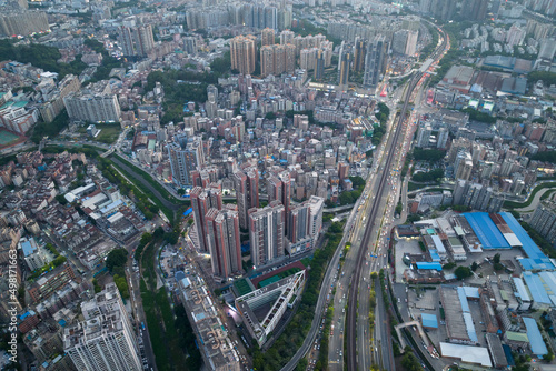 Modern city buildings with interchange overpass in shenzhen city China