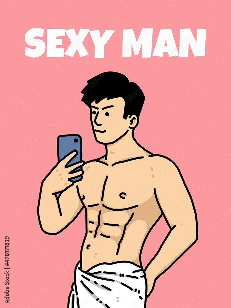 Fototapeta premium cute man cartoon on pink background