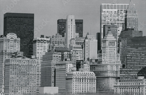 Retro downtown skyline in 1978 New York City