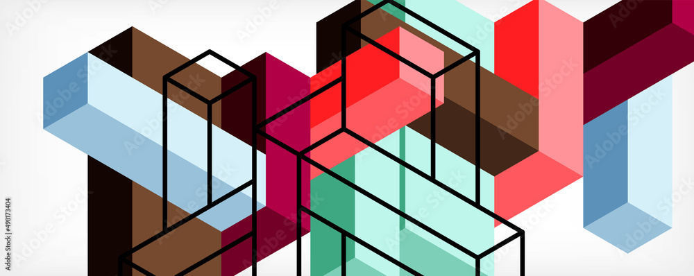 Obraz premium Abstract background. 3d cubes, cubic elements and blocks. Techno or business concept for wallpaper, banner, background, landing page