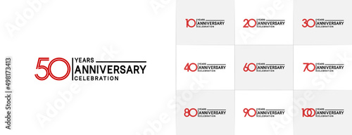 Fotografia set of anniversary premium collection black and red color can be use for celebra