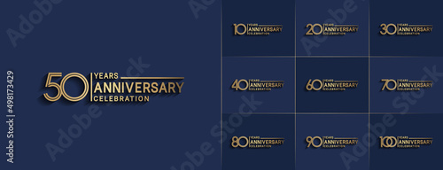 Fotografiet set of anniversary premium collection golden color can be use for celebration ev
