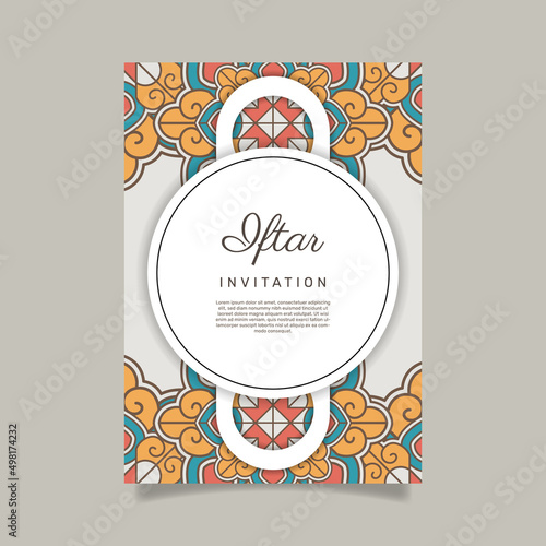 Flat iftar party invitation. - Vector.