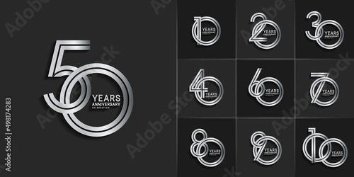 set of anniversary premium collection silver color can be use for celebration event