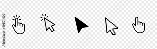Computer mouse click cursor gray arrow icons set and loading icons. Cursor icon.