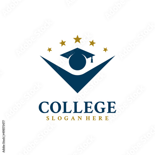 Graduate hat and college student logo vector. Education logo template design concept.
