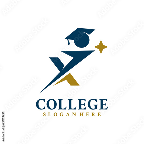 Graduate hat and college student logo vector. Education logo template design concept.