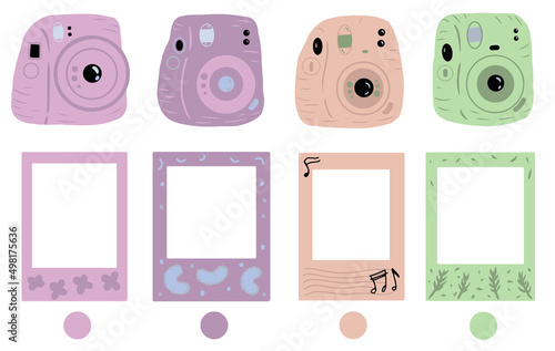 a set of cute camera and polaroid frame clip art