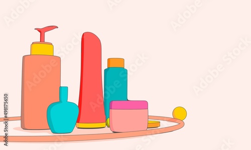 Set of containers for cosmetology products.