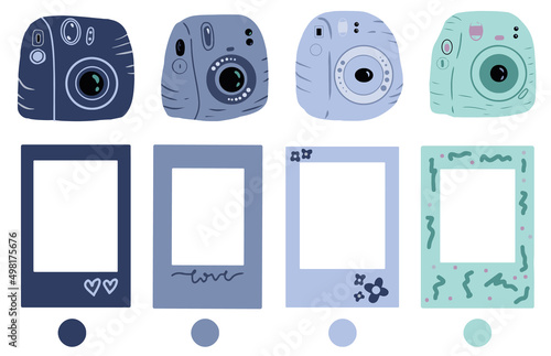 a set of cute camera and polaroid frame clip art