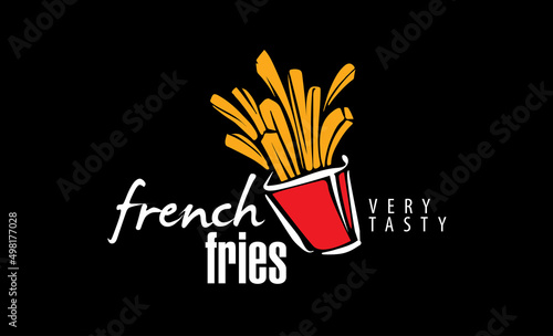 Vector illustration of French fries on a black background