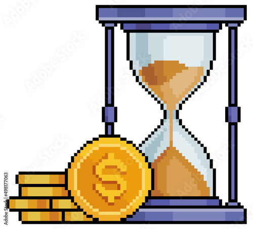 Quadro em tela Pixel art time is money, expect investment