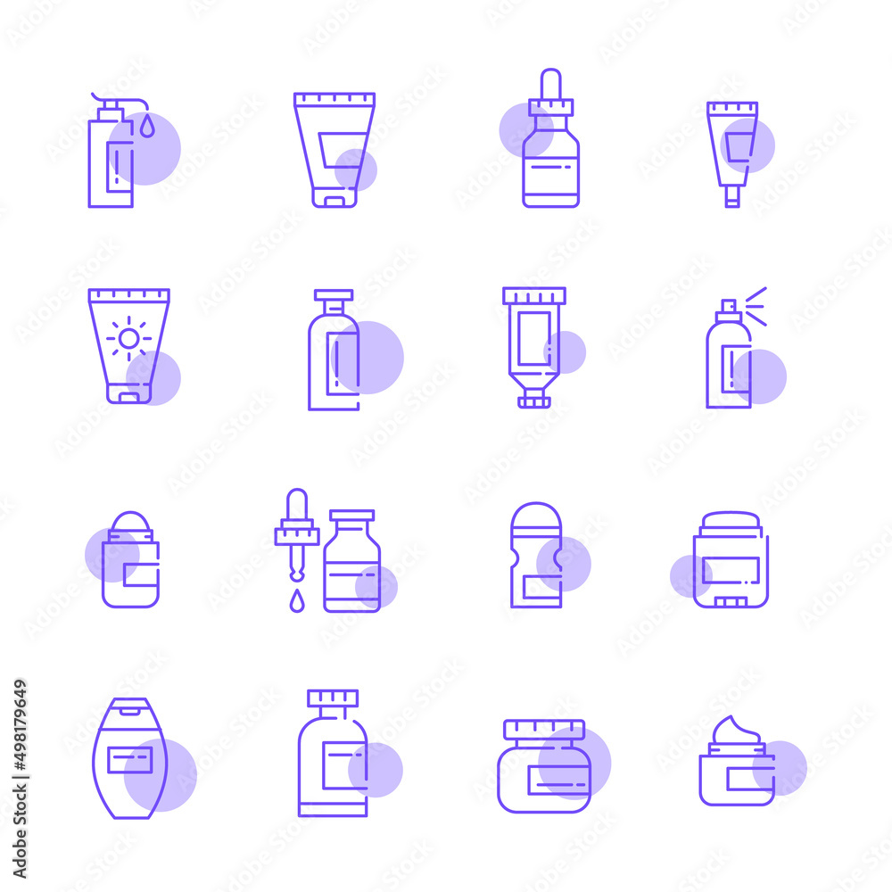 Skin, hair care cosmetics and beauty salon products icons. Pixel perfect, editable stroke icons Skin, hair care cosmetics and beauty salon products icons. Pixel perfect, editable stroke icons