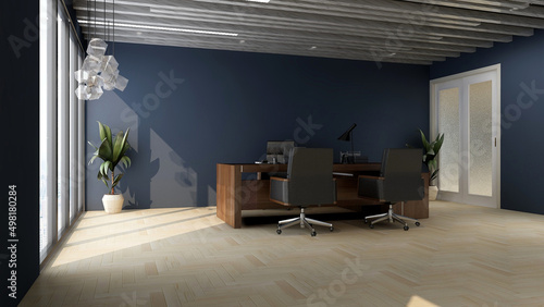 Fototapeta Naklejka Na Ścianę i Meble -  realistic 3d company logo mockup in office manager space with luxury design interior