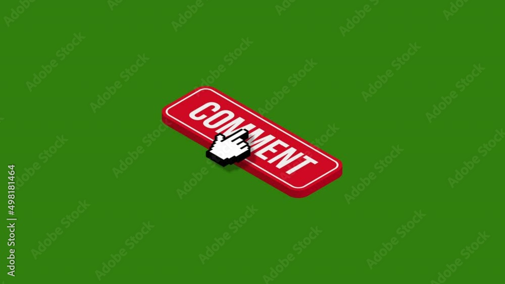 Click Comment Click comment isometric button animation.green background.4K motion ...