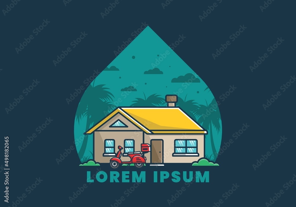 Colorful simple dream house flat illustration Colorful simple dream house flat illustration