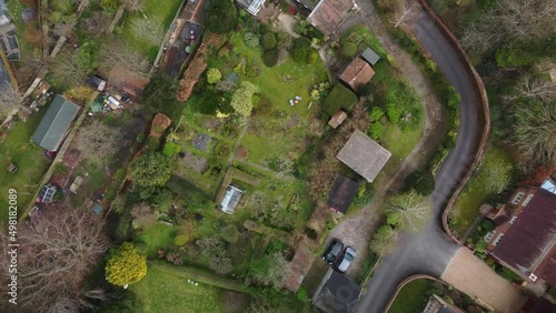 Aerial view, falling from the sky towards the garden. photo