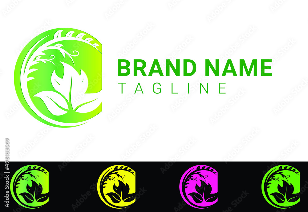 Creative green leaf logo and icon design template