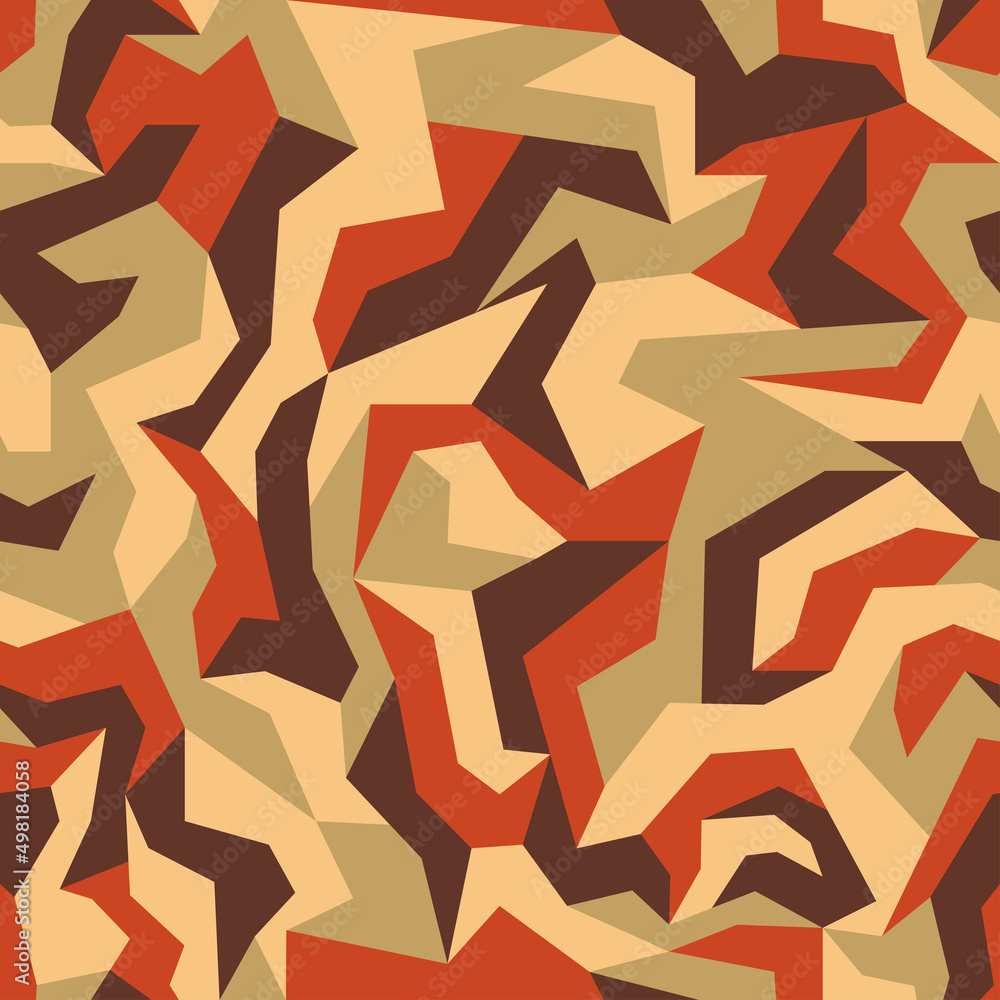 Geometric camouflage, seamless texture. Urban uniform. Orange modern camo pattern, repeat print for fabric. Vector background Geometric camouflage, seamless texture. Urban uniform. Orange modern camo pattern, repeat print for fabric. Vector background