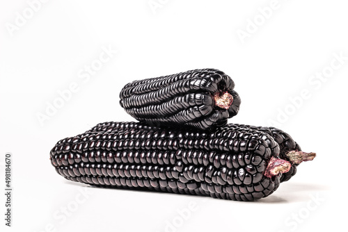 Peruvian purple corn isolated on a white background