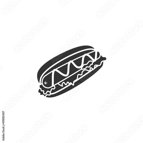 Silhouette icon of hot dog vector illustration