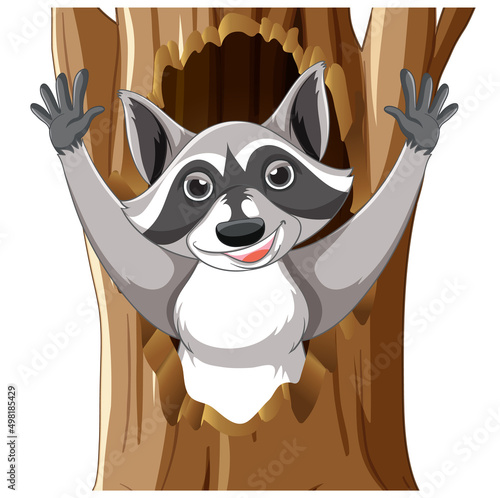Raccoon with happy face