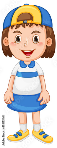 Little girl in blue skirt