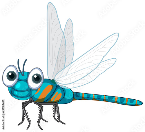 Cartoon dragonfly isolated on white background